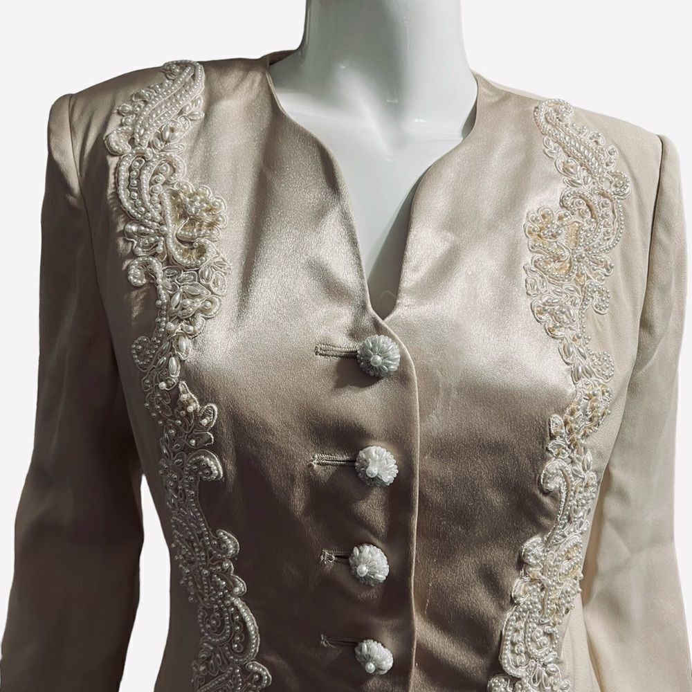 Alfred Angelo Cream Pearl Dressy Blazer size 10 - Picture 8 of 12